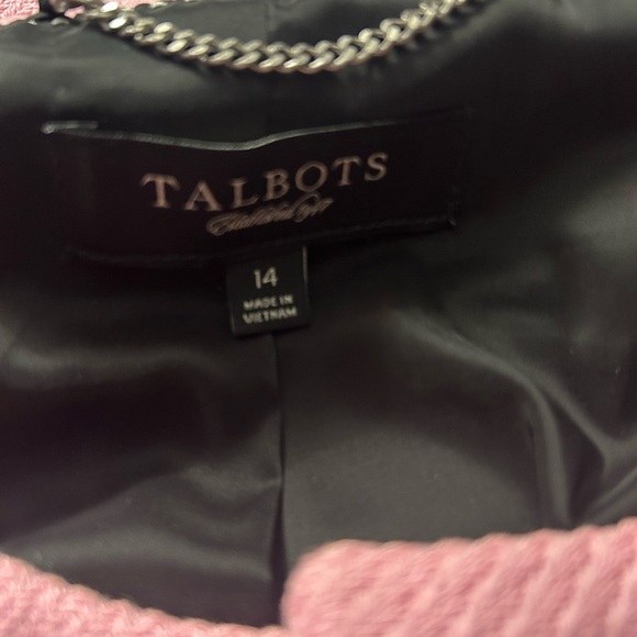 Talbots Pink Textured Blazer with Black Buttons Size 14, Like New - Picture 2 of 5